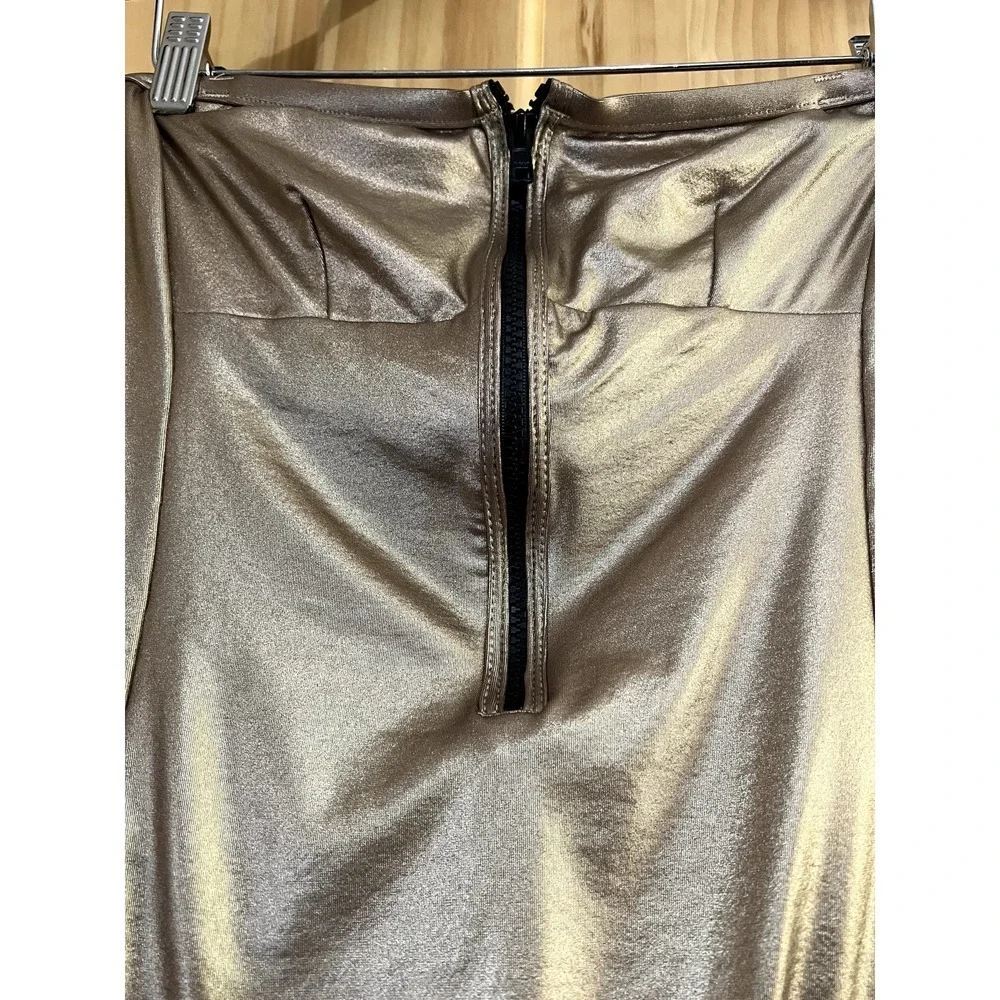 J Crew size 6 metallic gold glamorous strapless  front zip bodysuit brand new - Picture 2 of 6